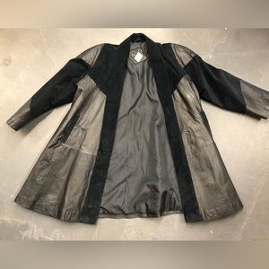 Vintage 1990s Leather & Suede Duster Jacket
